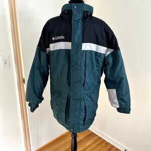 Columbia Mens Full Zipper and Snap Front Coat Sz M Hunter Green
